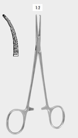 Затискач ЛЕРИХА (LERICHE) кровоспинний, 1x2 зубці, вигнутий, 15 см (cm). Бренд: Zepf (Зепф).